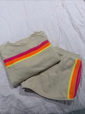 Neon Rainbow Stripes Sweat Set